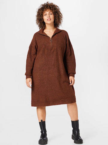 Noisy May Curve Knitted dress 'NEW ALICE' in Brown: front