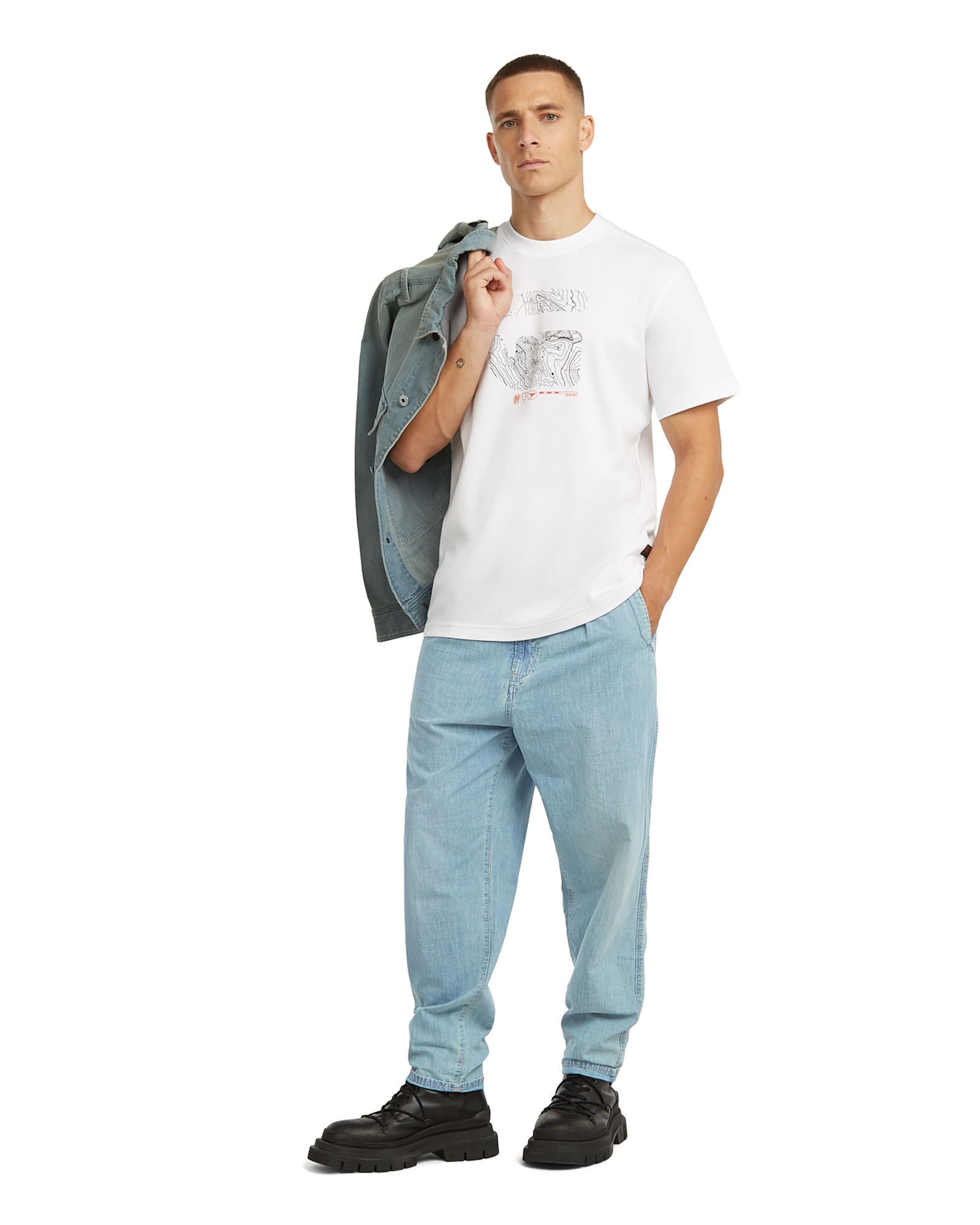 G-STAR Tapered Chino 'Pleated Chino Denim' in Blauw