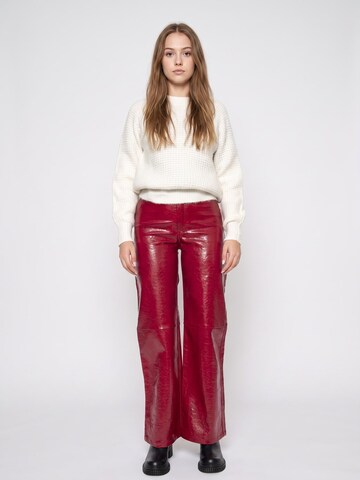 wild pony Baggy Trousers 'Straight Synthetic Leather Pants -- Women's Pants Red' in Red: front