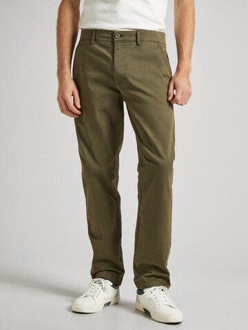 Coupe slim Pantalon chino Pepe Jeans en vert : devant