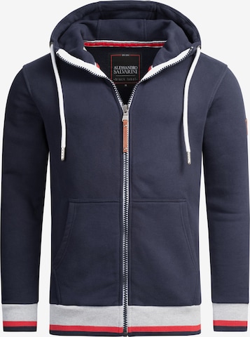 Alessandro Salvarini Zip-Up Hoodie in Blue: front