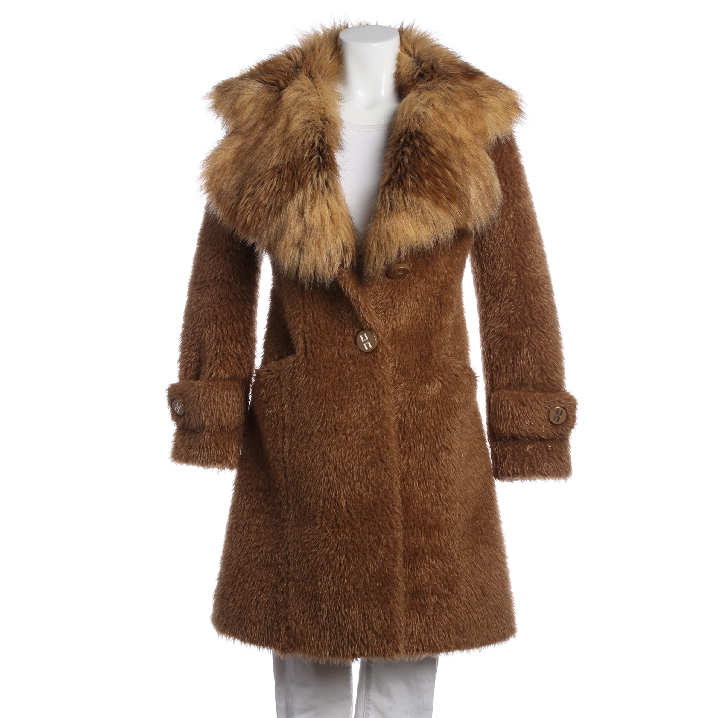 Elisabetta Franchi Winterjacke / Wintermantel XS in Braun: Vorderseite