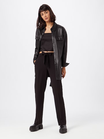 s.Oliver BLACK LABEL Wide leg Trousers with creases in Black