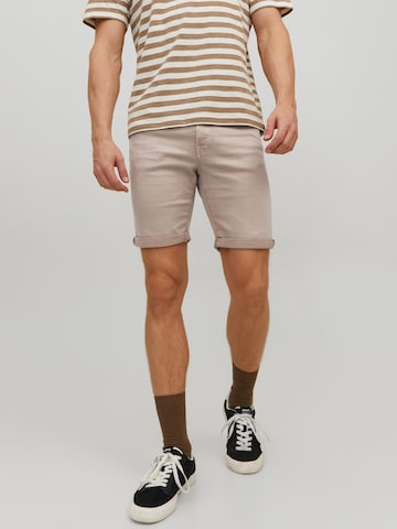 JACK & JONES - Regular Calças de ganga 'RICK' em bege: frente