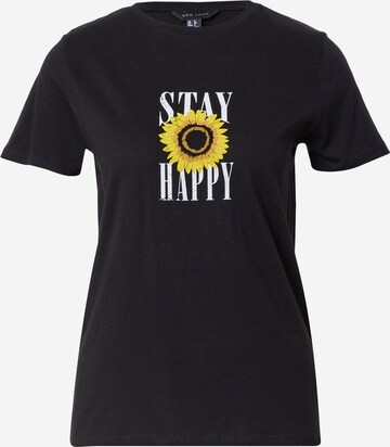 NEW LOOK - Camiseta 'STAY HAPPY' en negro: frente