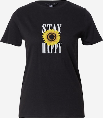 NEW LOOK Tričko 'STAY HAPPY' – černá: přední strana
