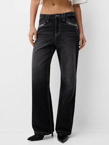 Bershka Wide leg Jeans in Black: front