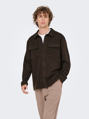 Only & Sons Regular fit Overhemd 'NEW KODYL' in Bruin: voorkant