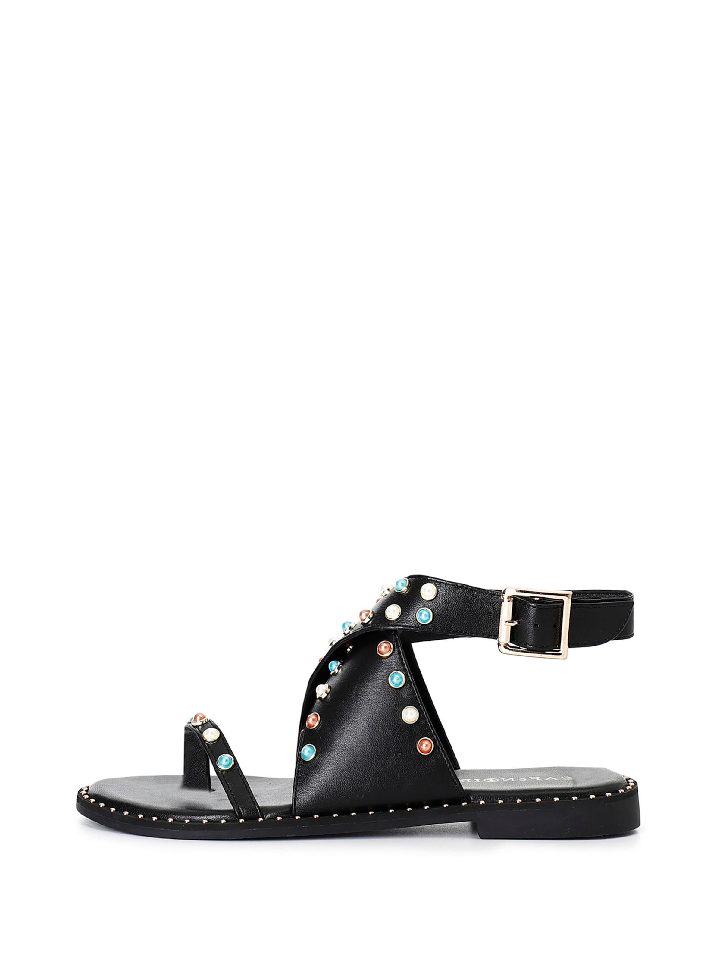 CAFè NOIR Sandalen met riem in Zwart: voorkant