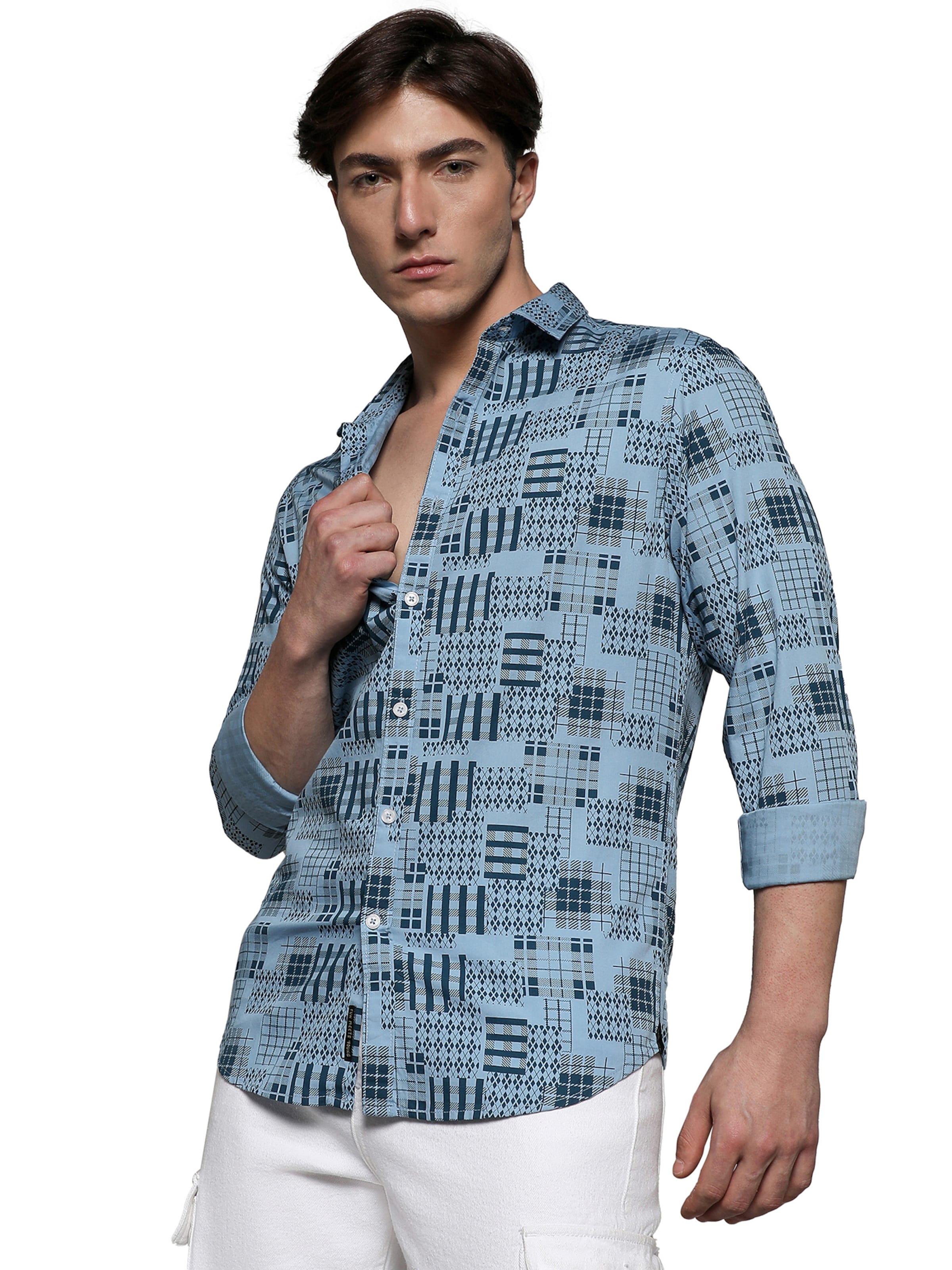 Campus Sutra Regular fit Button Up Shirt 'Carlos' in Blue
