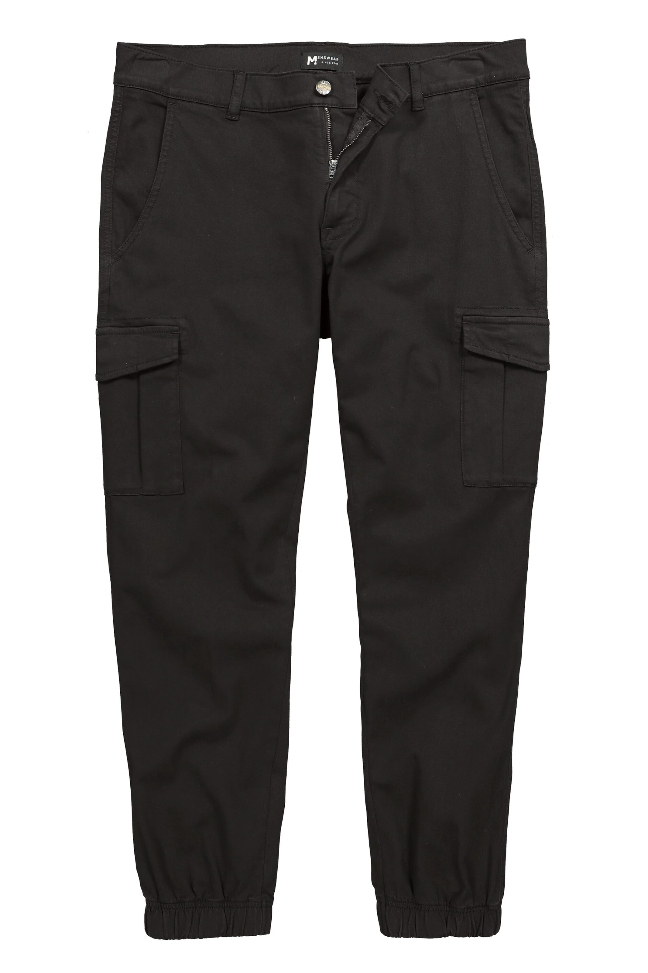 Men Plus Regular Cargo trousers in Black: front
