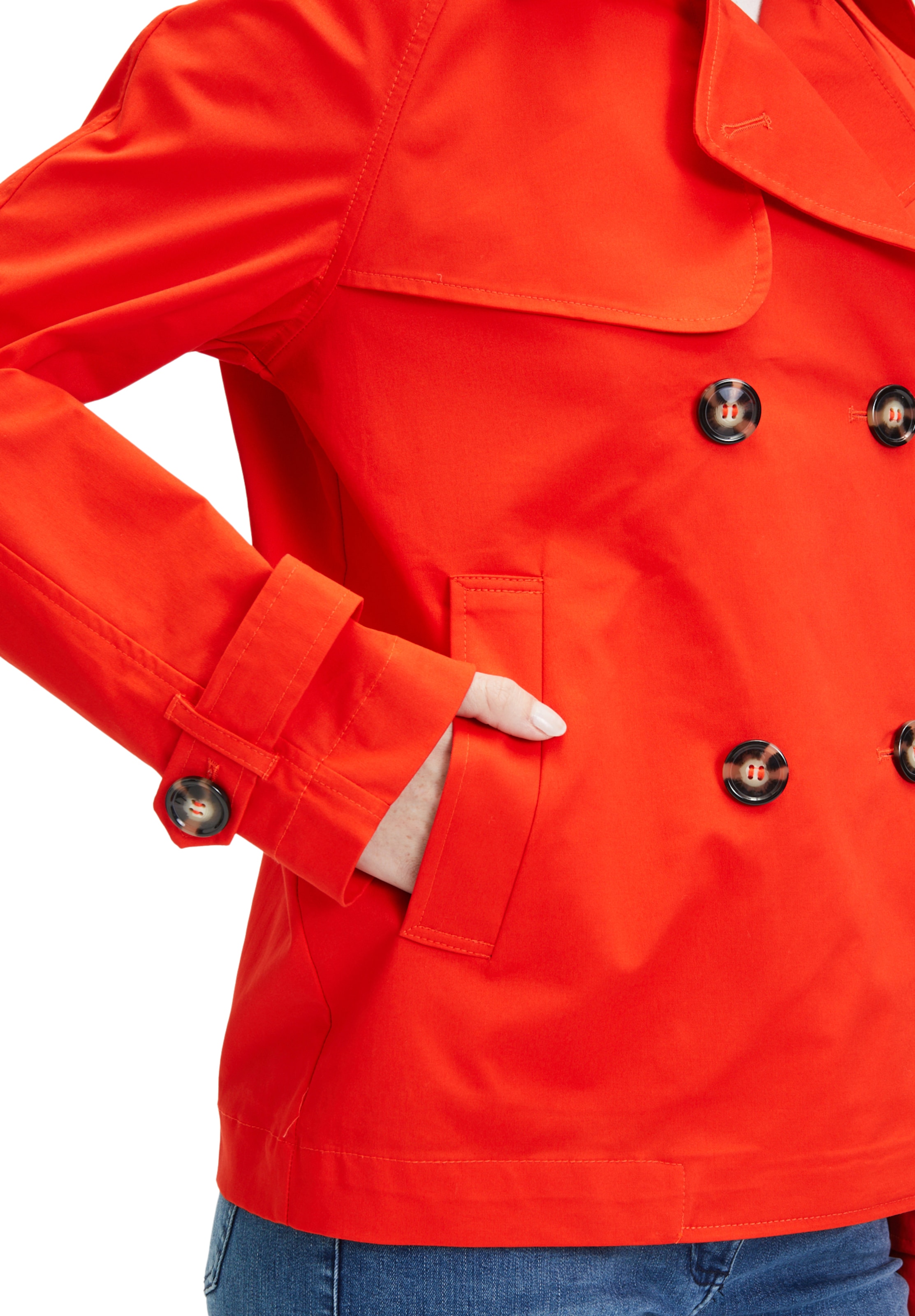 Amber & June Between-Seasons Coat in Red