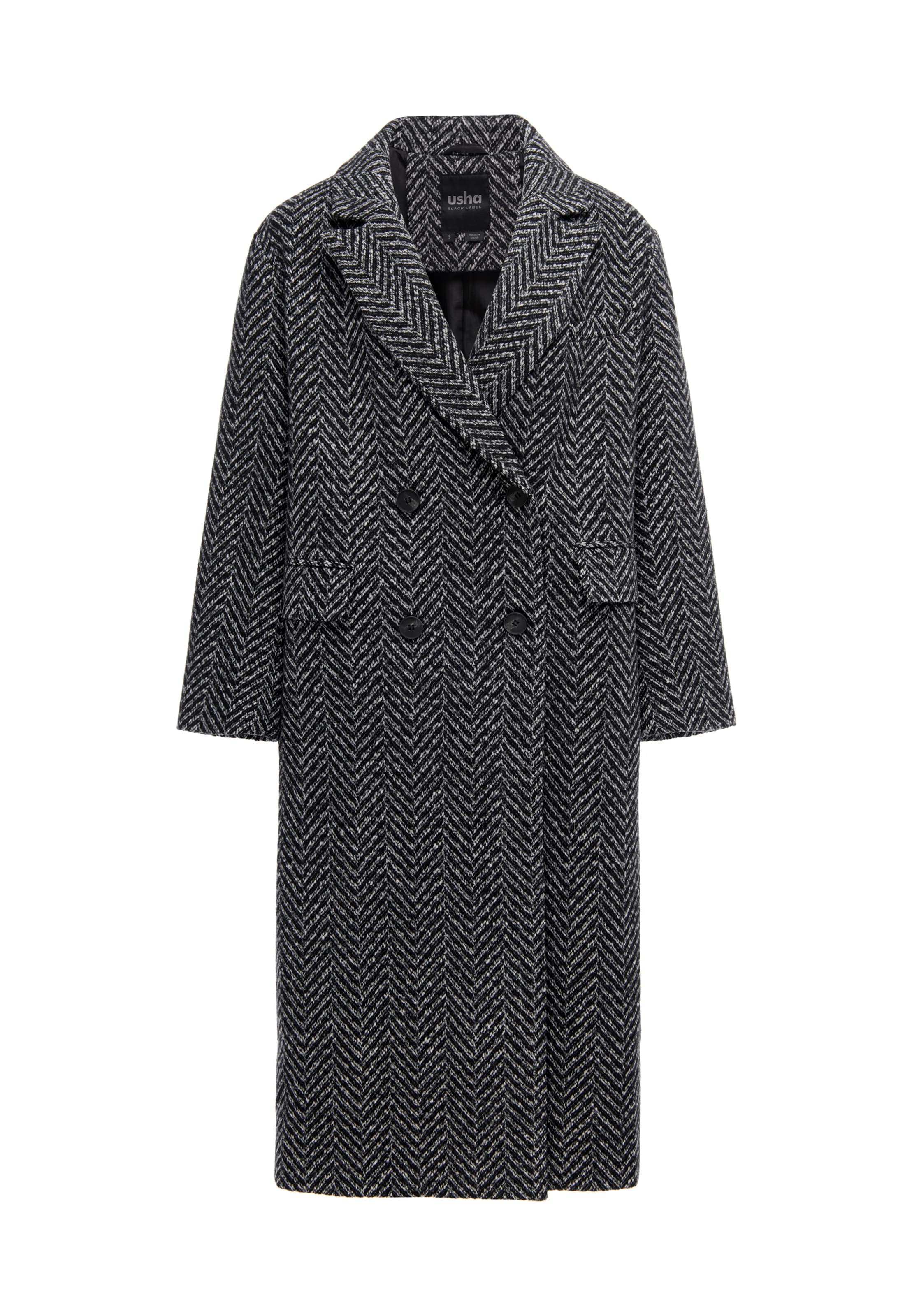 usha BLACK LABEL Between-Seasons Coat in Black: front