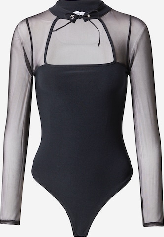 Femme Luxe - Camisa body 'MARLENE' em preto: frente