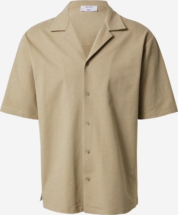 DAN FOX APPAREL Regular fit Button Up Shirt 'Elis' in Beige: front