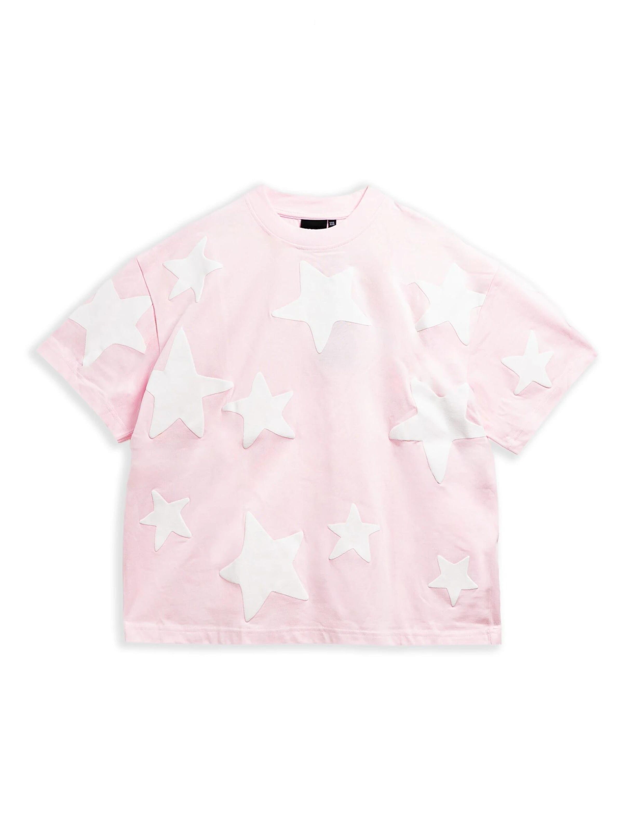 OVER STREET Shirt 'Camiseta rosa falling stars oversized tee' in Pink: front