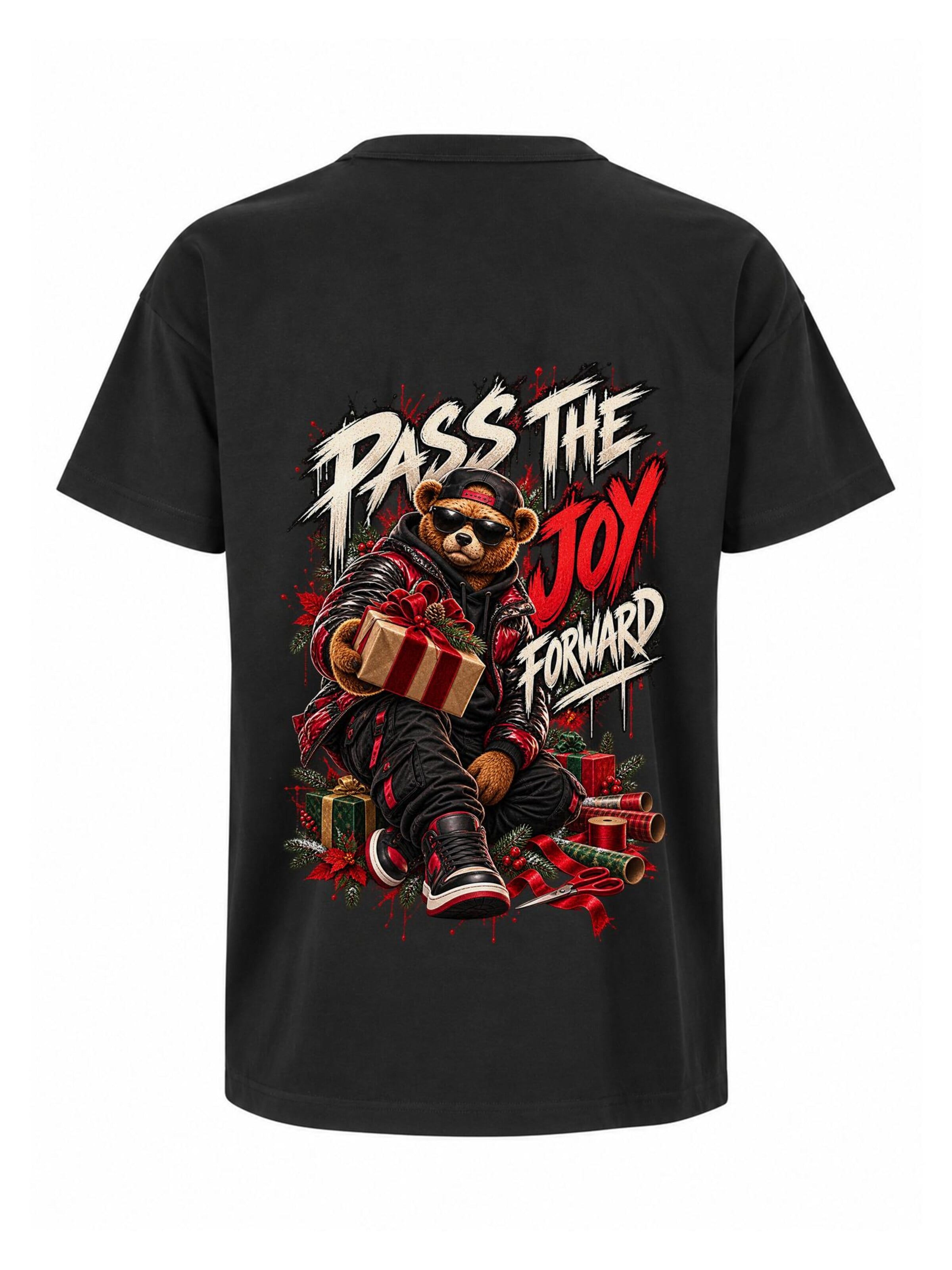 LUNØIR Studio Shirt 'BOSS Christmas Gift of Joy'‌‌‌‌‌ in Schwarz: Vorderseite