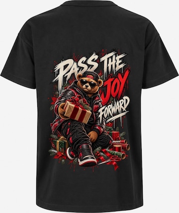 LUNØIR Studio Shirt 'BOSS Christmas Gift of Joy' in Schwarz: Vorderseite
