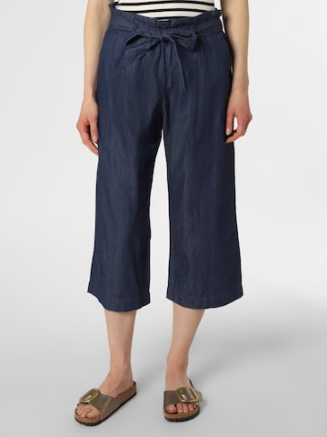 Marie Lund Wide leg Bandplooibroek in Blauw: voorkant