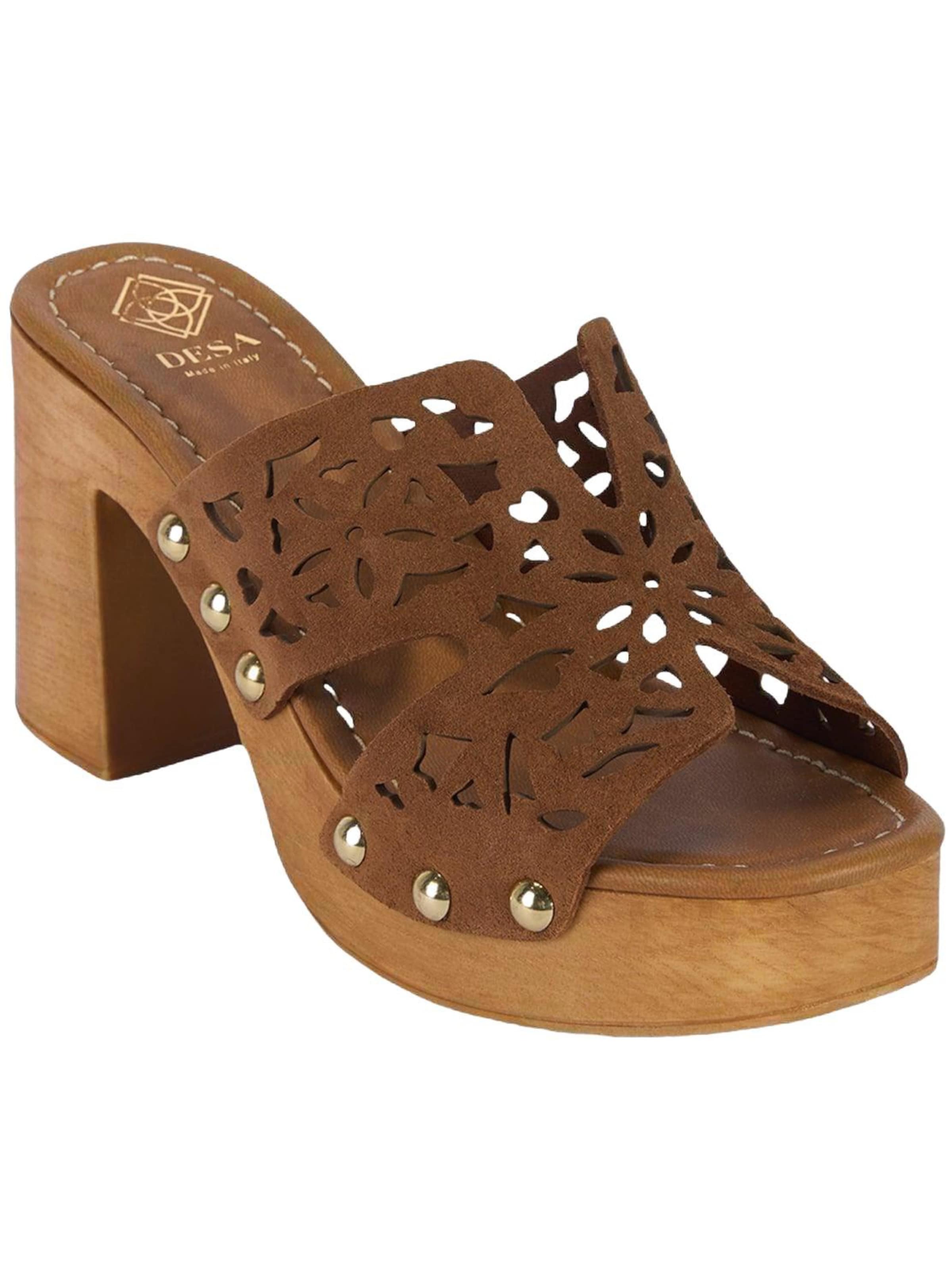 Desa - Zapatos abiertos 'DESA Damen-Plateausandalen aus perforiertem Wildleder' en marrón: frente