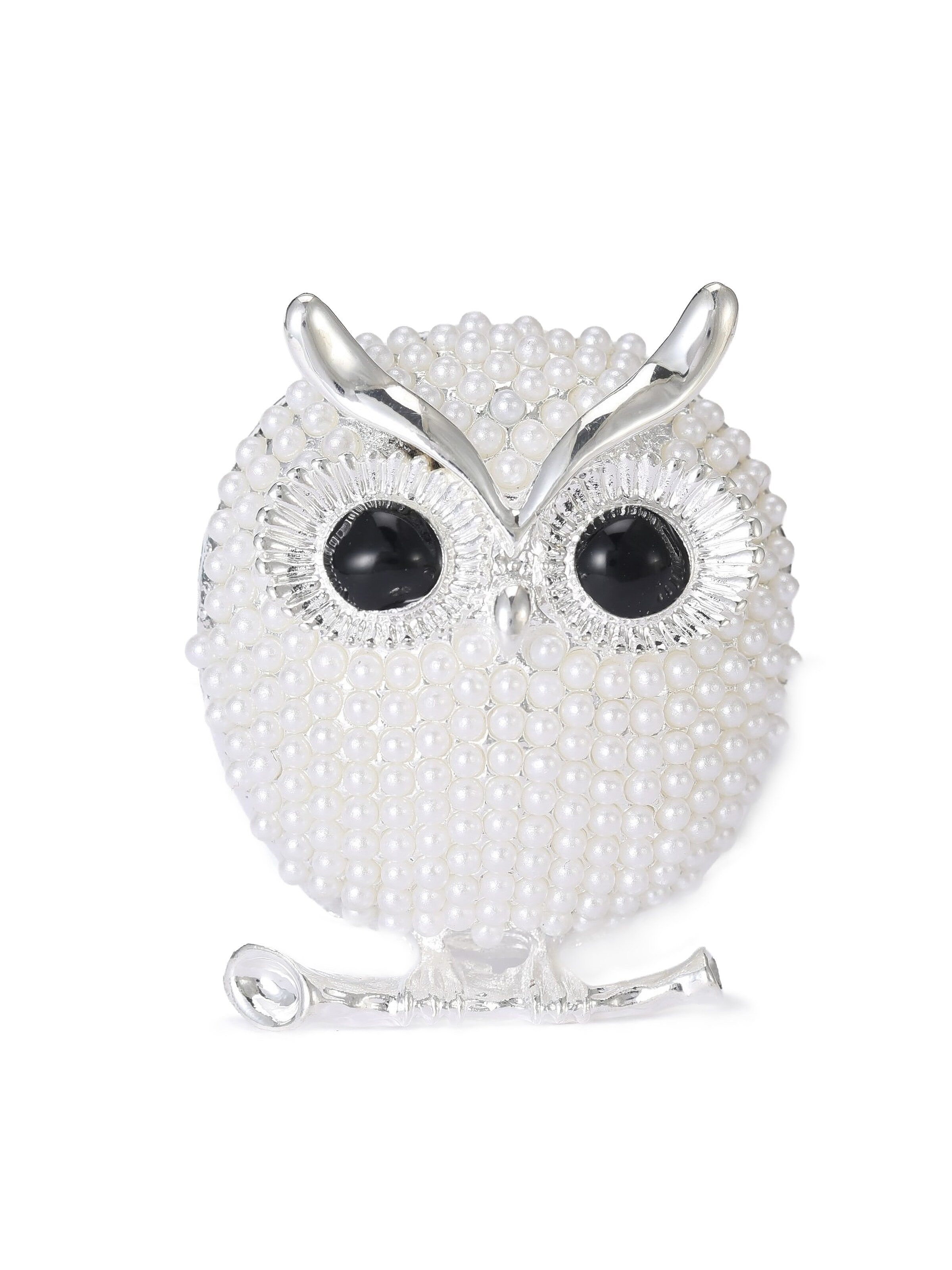 MayTree Brooch 'Eule' in White: front