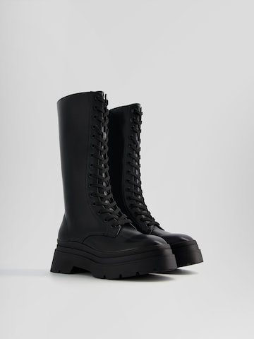 Bershka Lace-up boot in Black