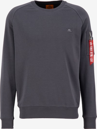 ALPHA INDUSTRIES Sweatshirt 'X-Fit' in de kleur Antraciet / Bloedrood / Wit, Productweergave