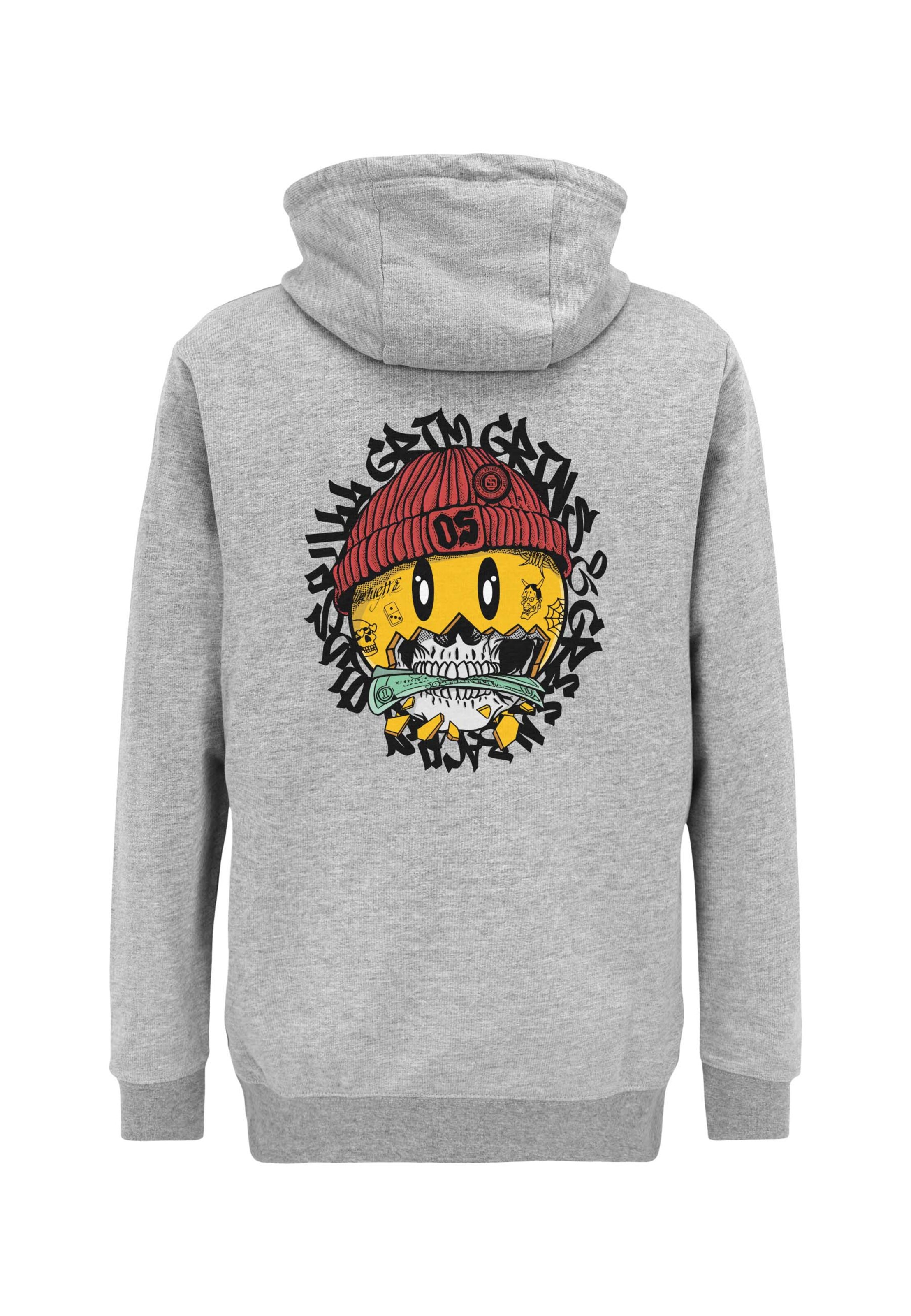 Oldskull Trui 'Xtreme Smiley Cash Skull' in Grijs