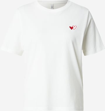 ONLY Μπλουζάκι 'ONLHAPPY' σε λευκό: μπροστά