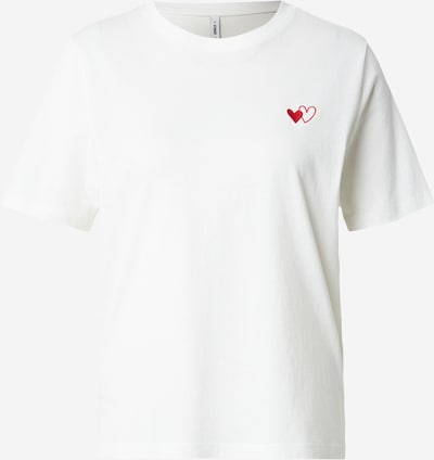 Marškinėliai 'ONLHAPPY' iš ONLY, spalva – raudona / balta, Prekių apžvalga