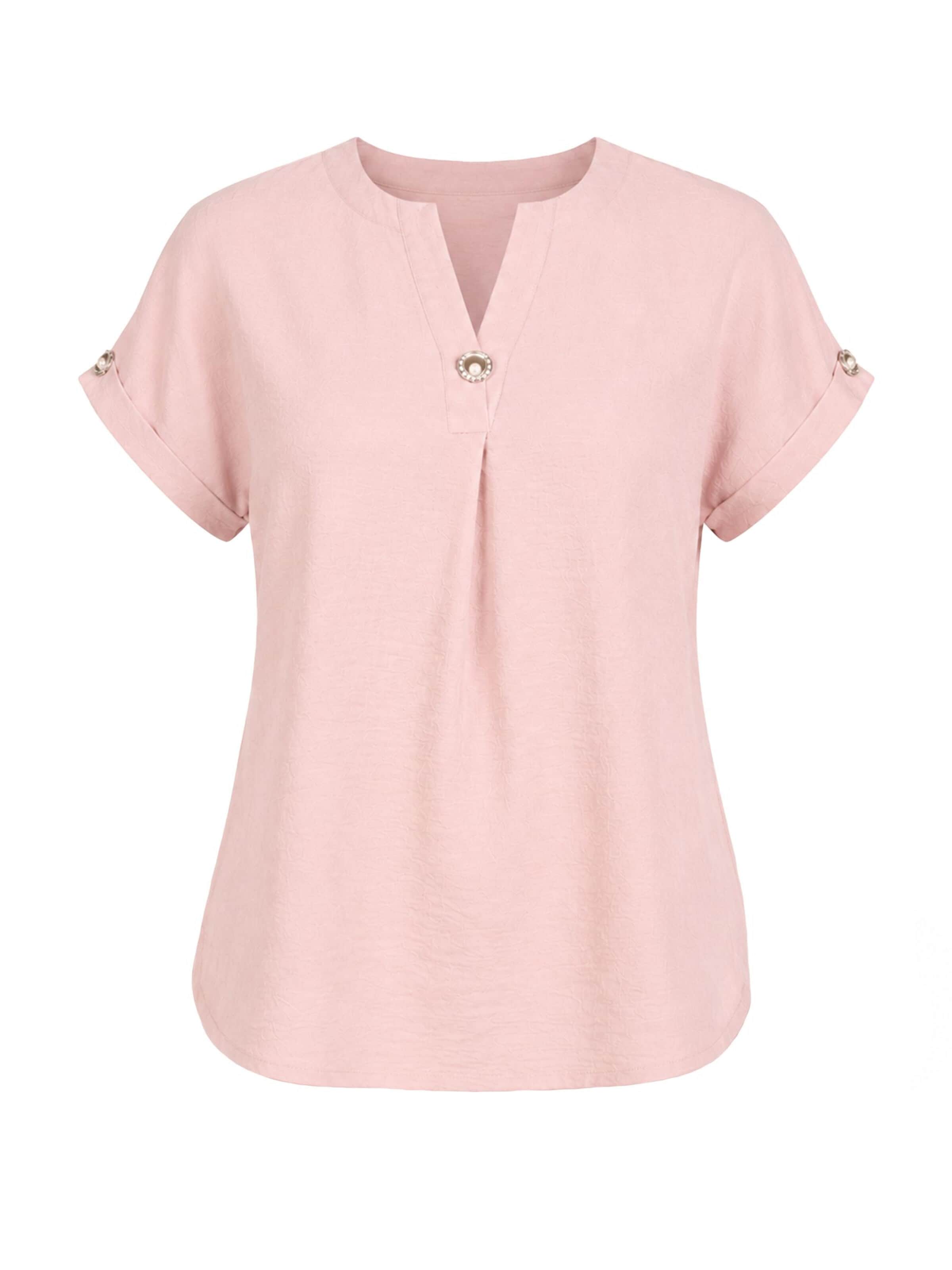 REGINA FASHION Bluza 'Blouse with button' | roza barva: sprednja stran