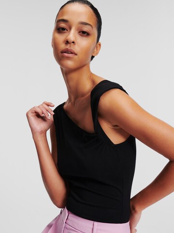 Karl Lagerfeld Bodi majica 'Asymmetric' | črna barva