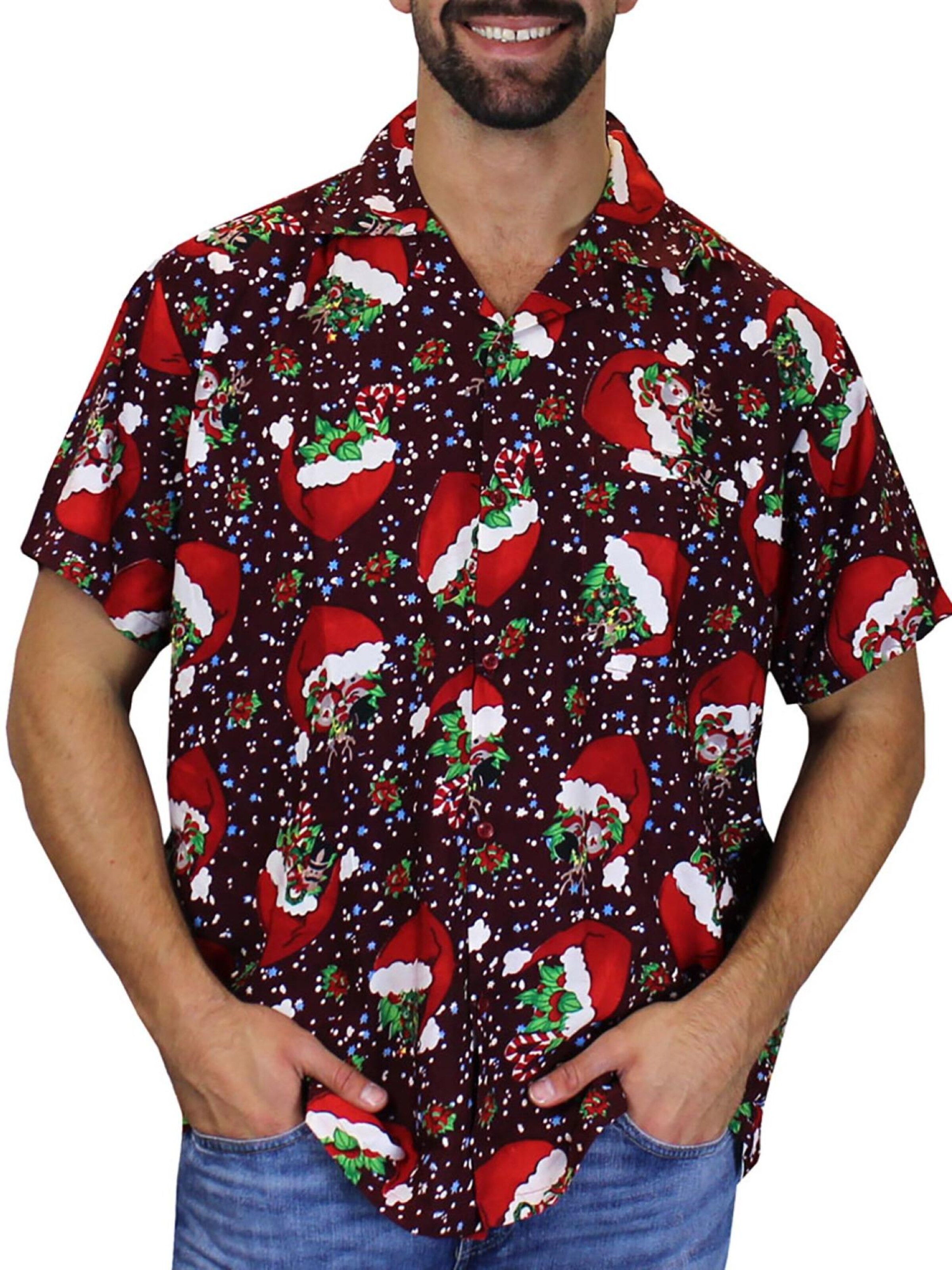 King Kameha Regular Fit Hemd 'Christmas Flying Hats'‌ in Rot