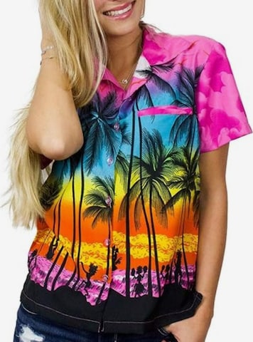 King Kameha Blouse 'Beach' in Pink: front