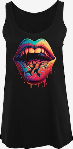 F4NT4STIC Top 'Drooling Lips' in Black: front