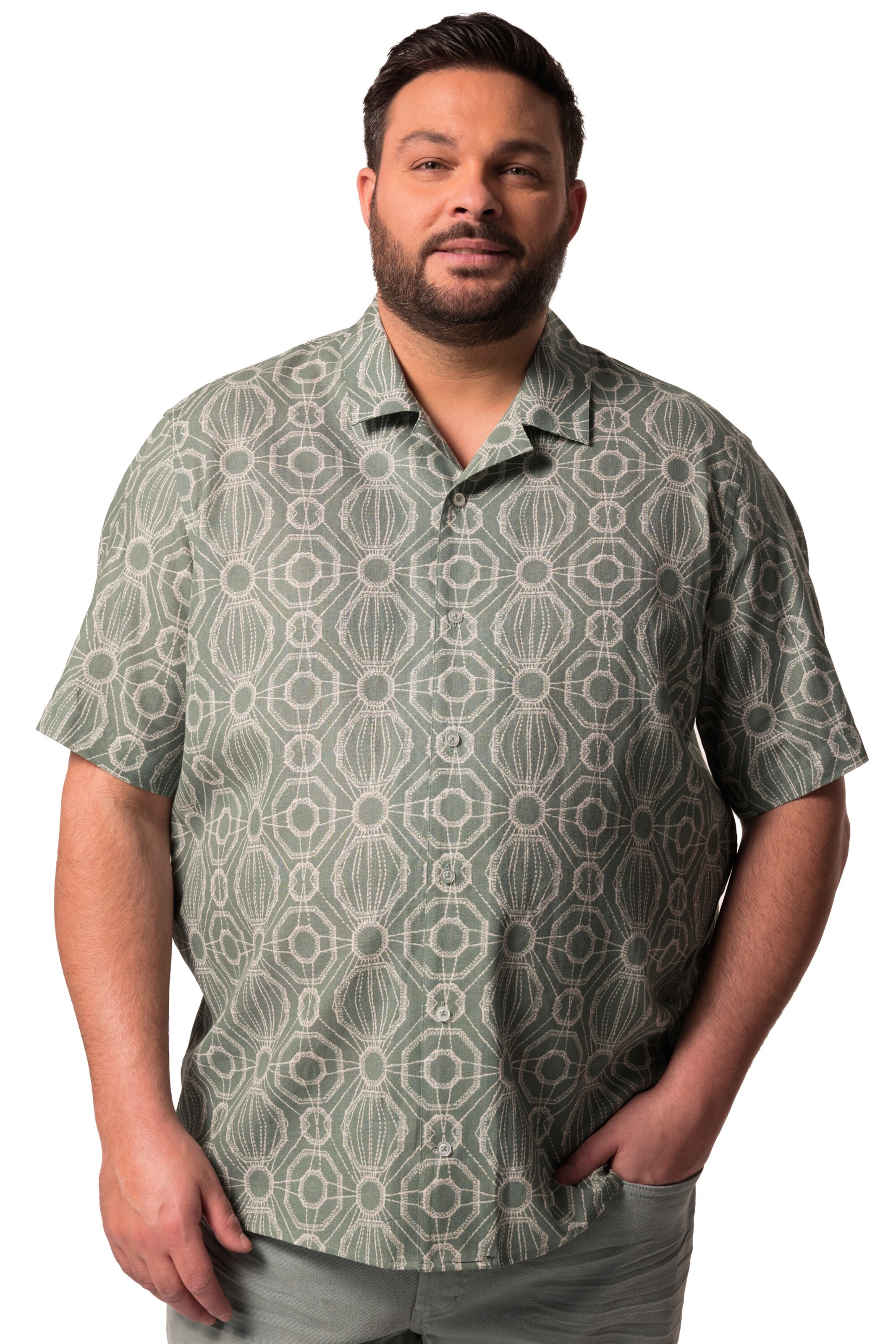 Men Plus Regular Fit Hemd in Grün: Vorderseite