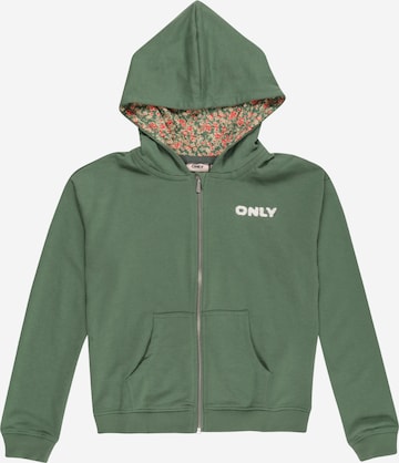 KIDS ONLY - Sudadera con cremallera 'ZOEY' en verde: frente