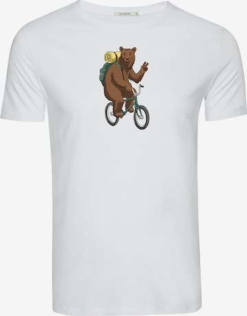 GREENBOMB Shirt 'Animal Bear Bike' in White: front