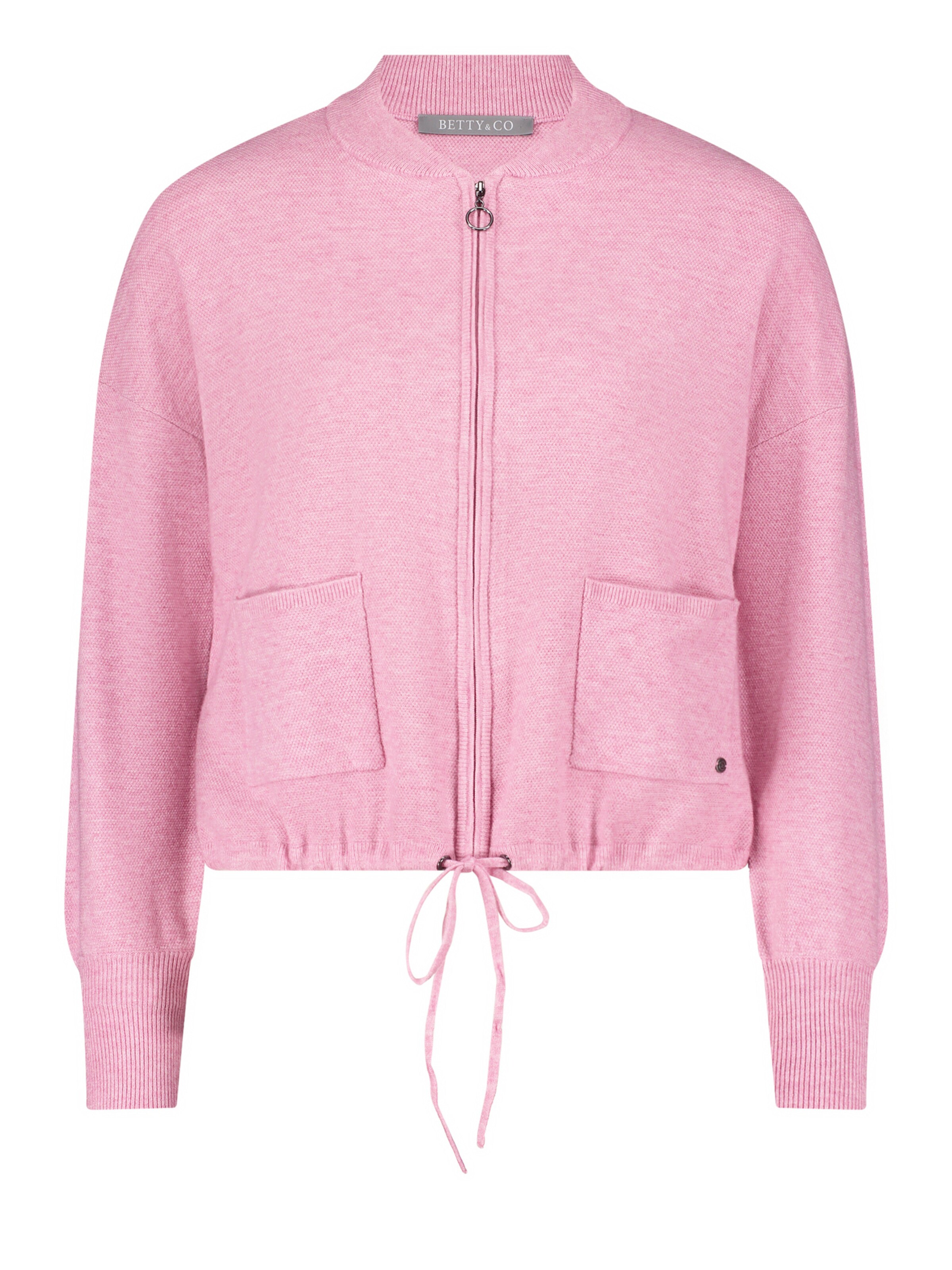 Betty & Co Strick-Cardigan mit Reißverschluss in Pink: Vorderseite