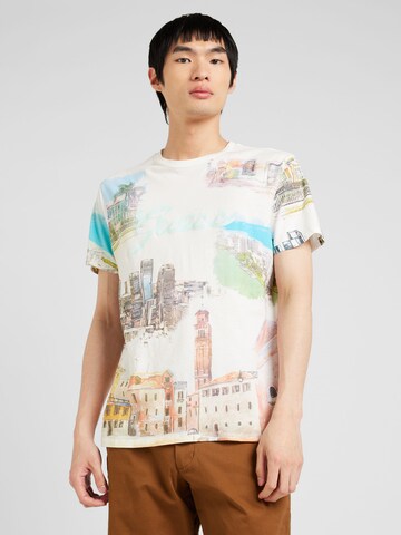 T-Shirt 'RIVIERA POSTCARD' GUESS en blanc : devant