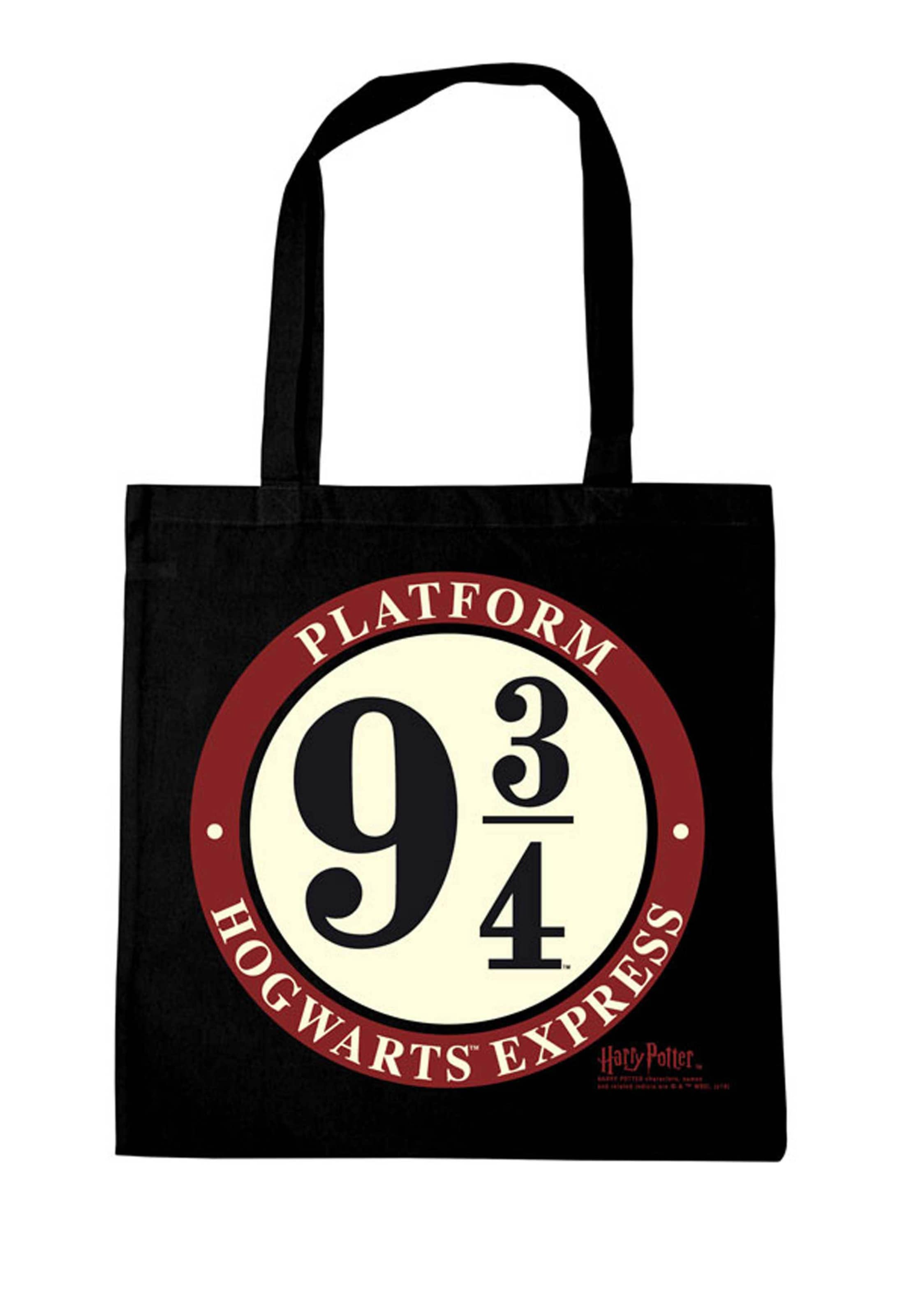 LOGOSHIRT Shopper 'Harry Potter - Platform 9 3/4' in Black: front
