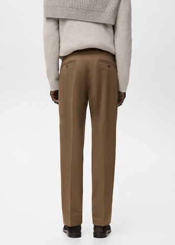 MANGO MAN Regular Pleated Pants 'Koda' in Brown