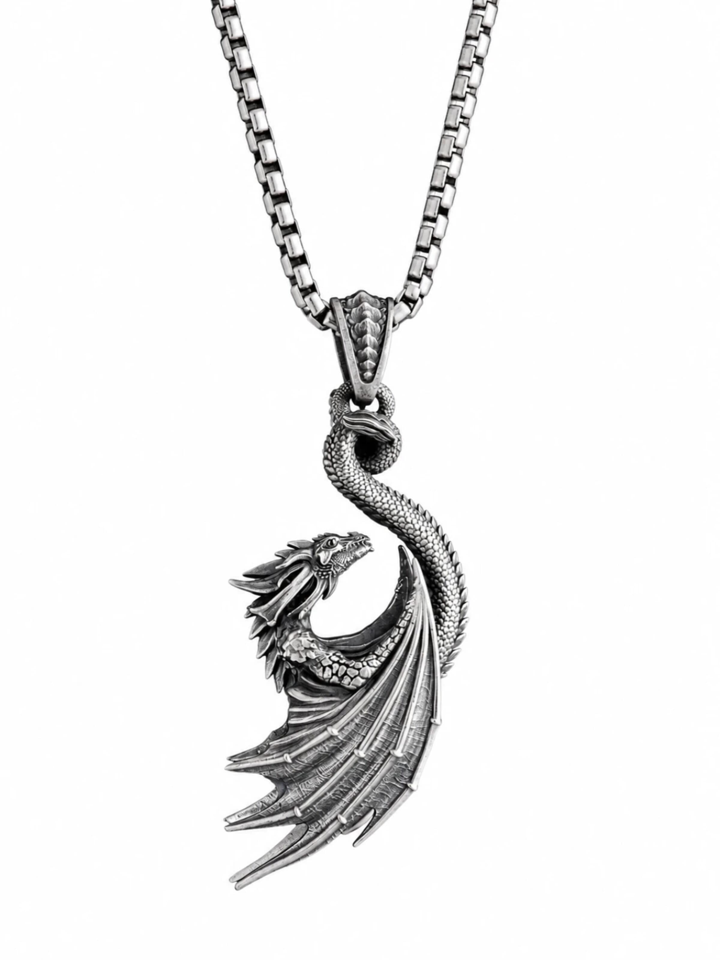 Pendentif 'DRAGON' REYTEL en argent : devant