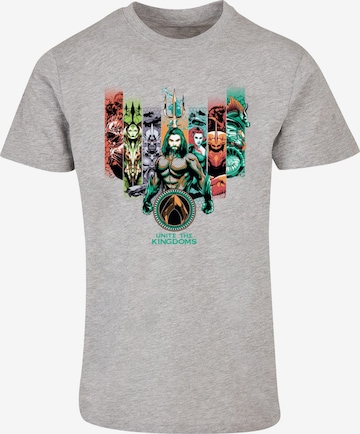 ABSOLUTE CULT Shirt 'Aquaman - Unite The Kingdoms' in Grijs: voorkant