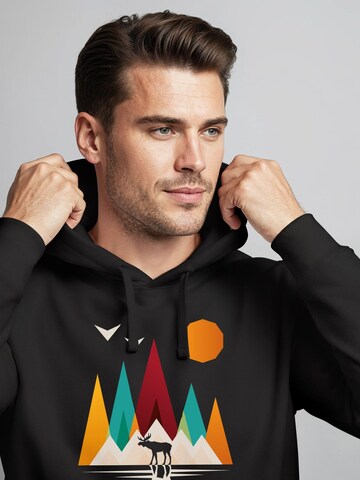 Neverless Sweatshirt 'Berg Elch Polygon' in Black