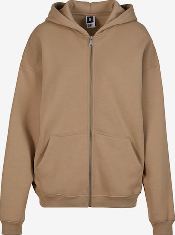 DEF Zip-Up Hoodie in Beige: front