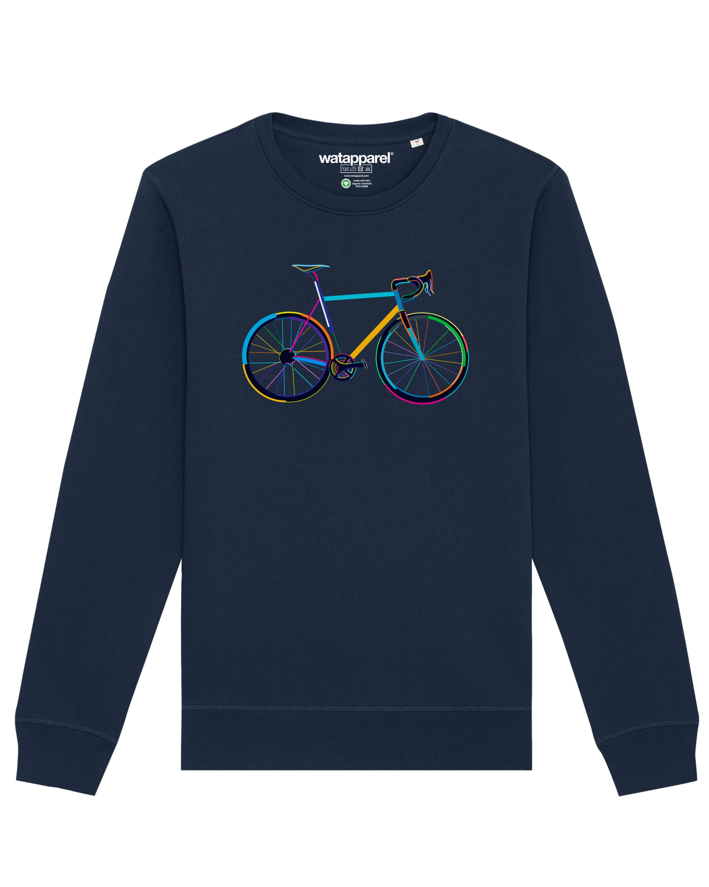 Sweat-shirt ' Fahrrad by night ' Watapparel en bleu : devant
