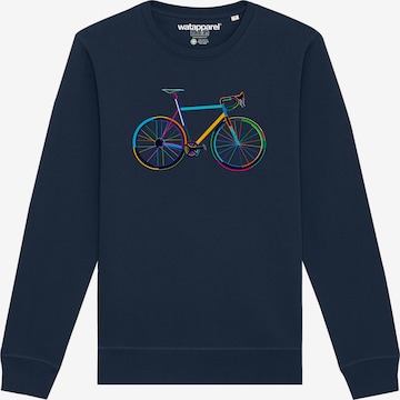 Sweat-shirt ' Fahrrad by night ' Watapparel en bleu : devant