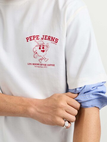 T-Shirt 'Coffee Tee' Pepe Jeans en blanc