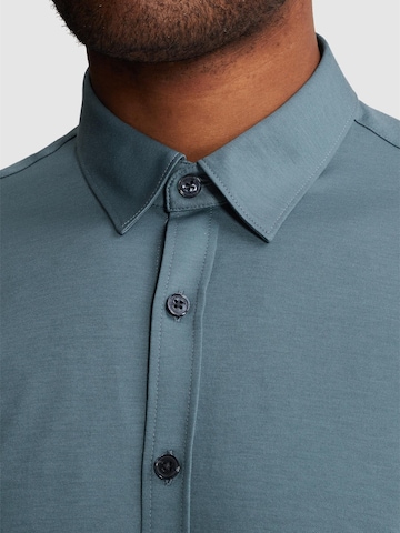 CAST IRON Regular fit Skjorta 'CAST IRON - Shirt with short sleeves in lightweight jersey' i blå